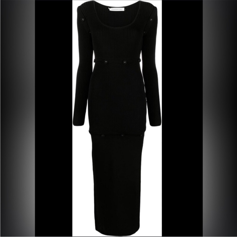 Christopher Esber Button-Trim Rib Knit Maxi Dress -small